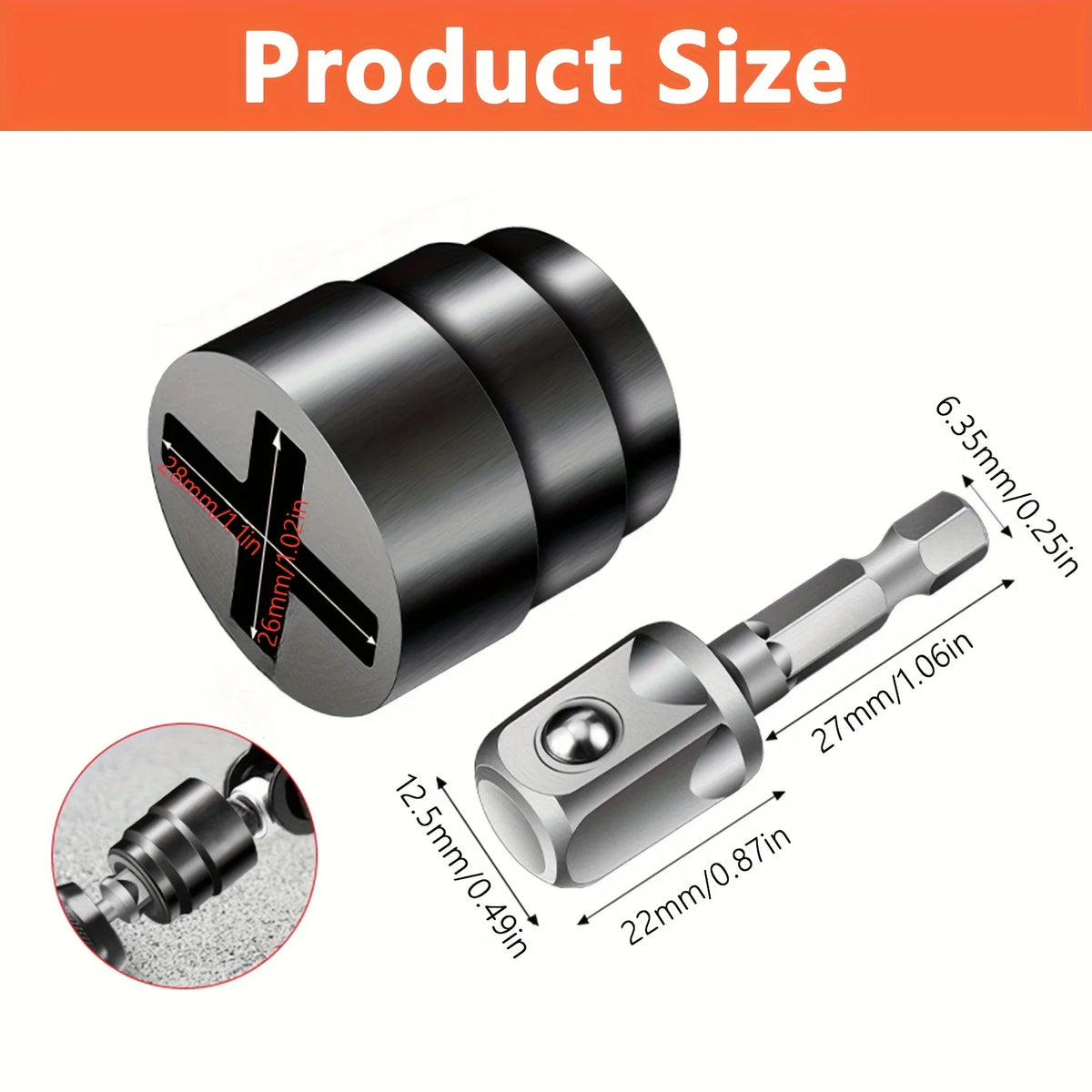 2-Piece Wrench Set – Socket Wrench & Hex Screwdriver Kit Wrench Tool Set Babs black