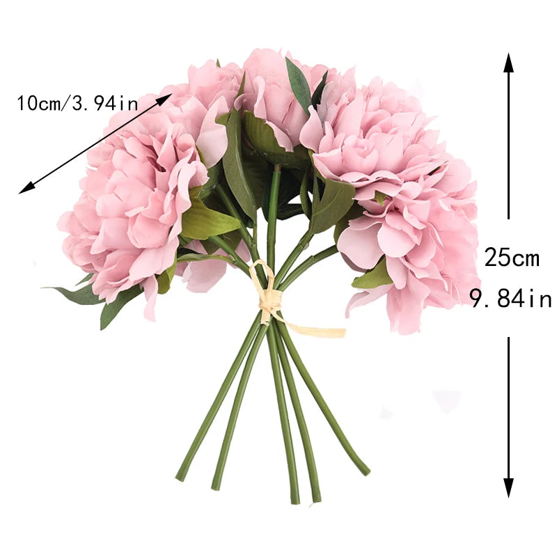 5-Pack Silk Peony Artificial Flowers – Wedding & Home Decor Artificial Flower Bouquet Babs