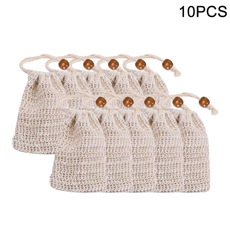 Natural Sisal Soap Saver Bags – Exfoliating Mesh Pouches 5/10 Pcs Soap Saver Bag Babs 10pcs