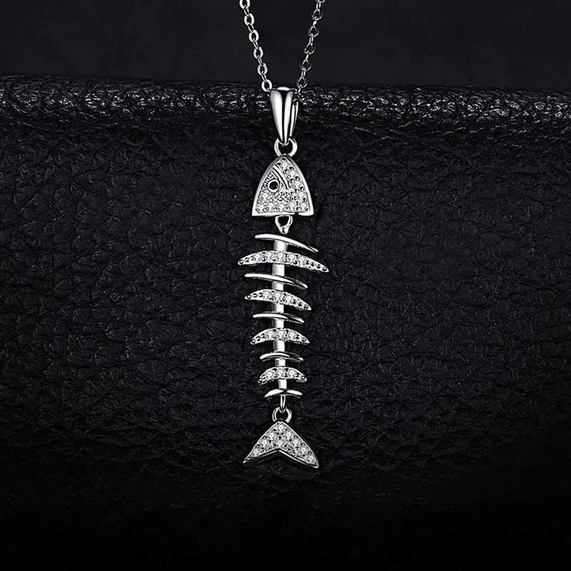 Fish Bone Pendant Necklace – Cubic Zirconia for Women Pendant Necklace Babs