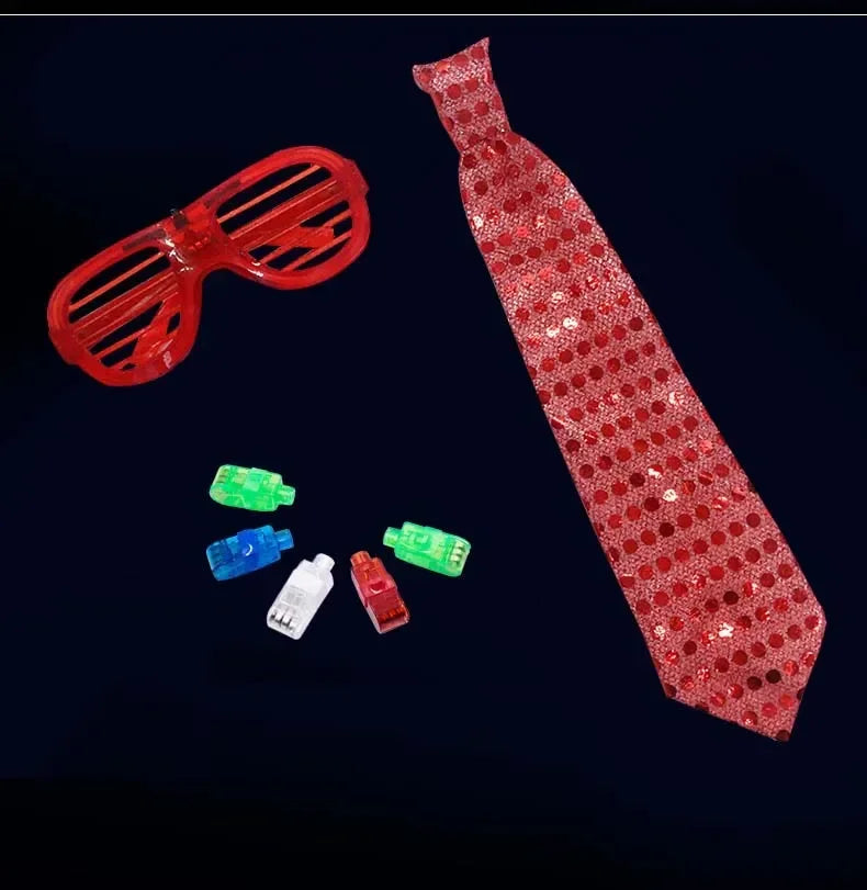 LED Glow Party Set – Light-Up Glasses, Tie & Finger Lights LED Glow Party Set Babs red