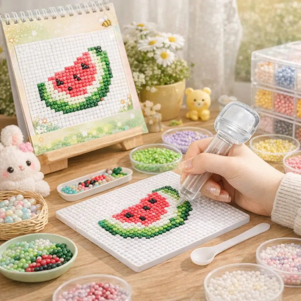 Press Bead Pen for 3D Pixel Puzzle – Anti-Slip with Containers Bead Craft Tool Babs