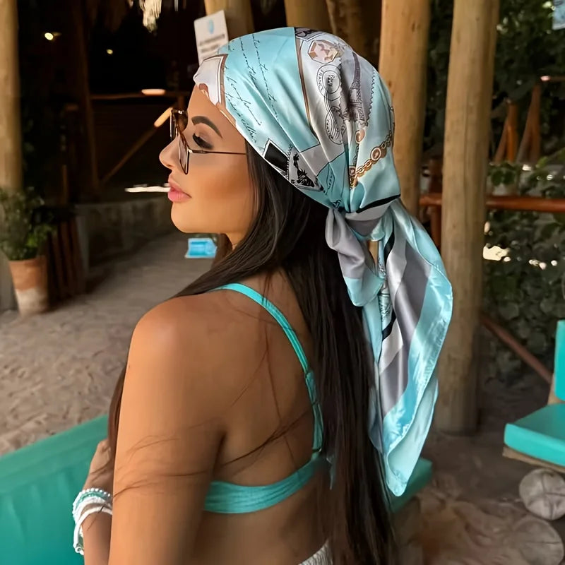 Luxury Satin Square Head Scarf – Hair Wrap & Beach Cover-Up Satin Head Scarf Babs
