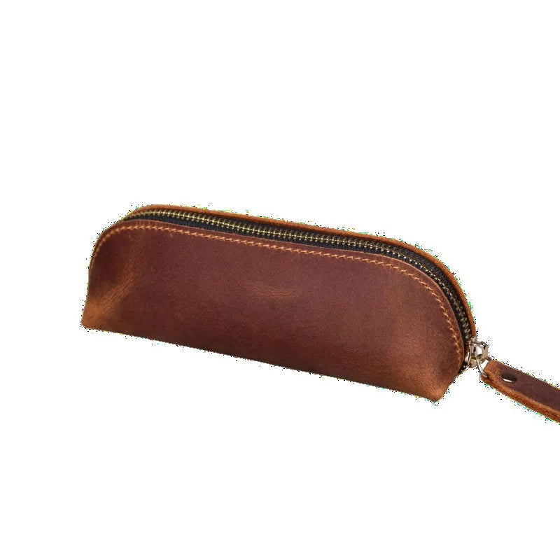 Vintage Faux Leather Zipper Pencil Pouch & Cosmetic Bag Pencil & Cosmetic Pouch Babs