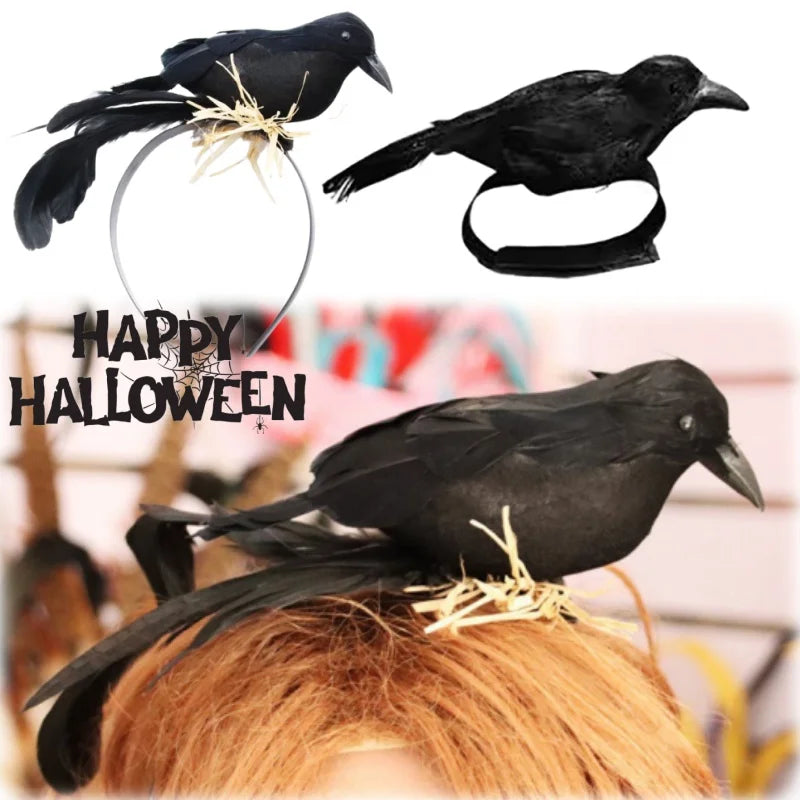 Halloween Black Crow Feather Headband – Raven Costume Accessory Costume Headband Babs