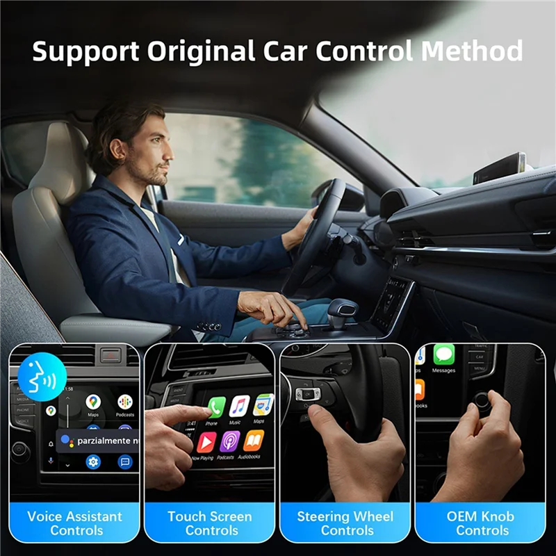 Wireless CarPlay Android Auto 2-in-1 AI Box Adapter Wireless CarPlay Adapter Babs Black NONE