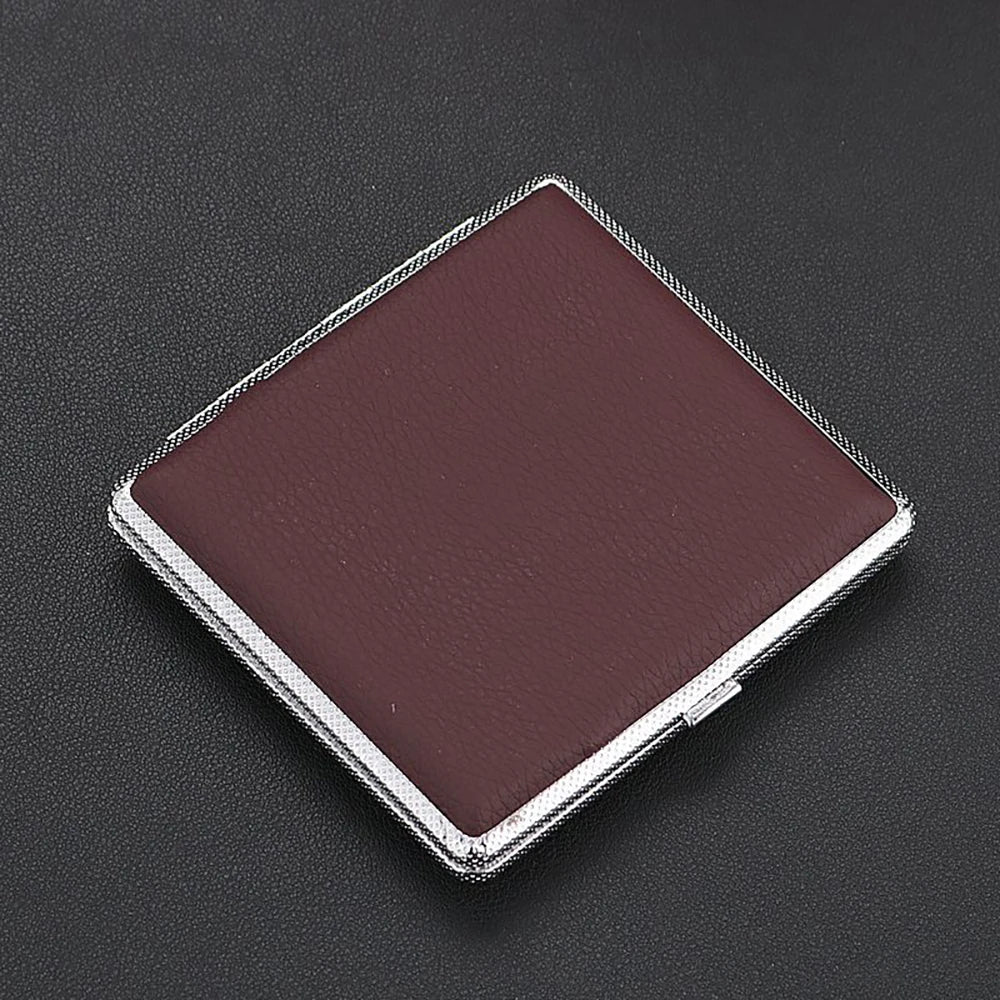 HOMEFISH 20-Stick Leather Metal Cigarette Case – Unisex Gift Leather Cigarette Case Babs