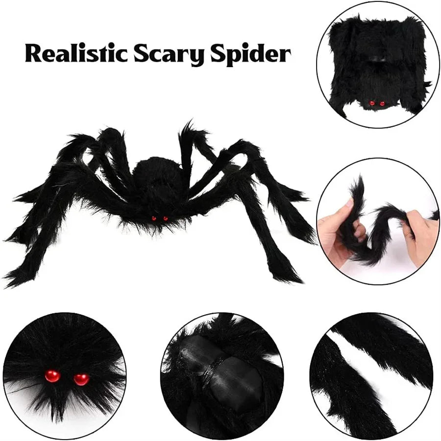 Giant Furry Halloween Spider Prop – 30cm to 200cm Sizes Halloween Spider Prop Babs
