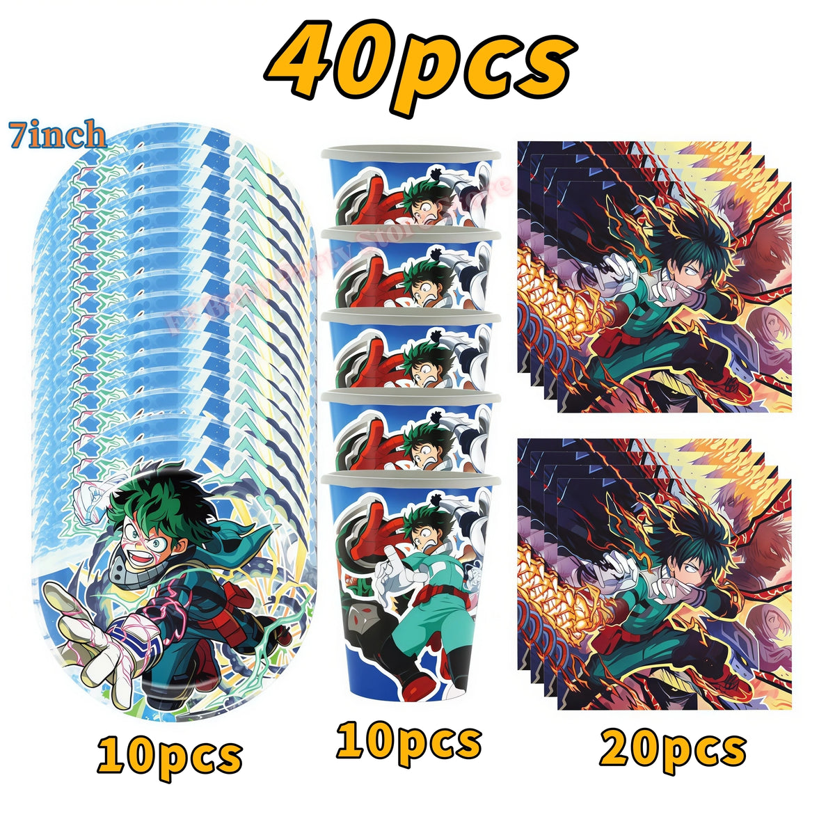 My Hero Academia Birthday Party Tableware & Decoration Kit Party Tableware Kit Babs 40pcs