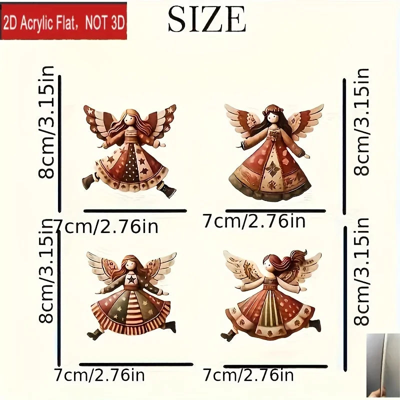 4pcs Handmade Wooden Angel Christmas Ornaments – Vintage Decor Christmas Ornaments Babs
