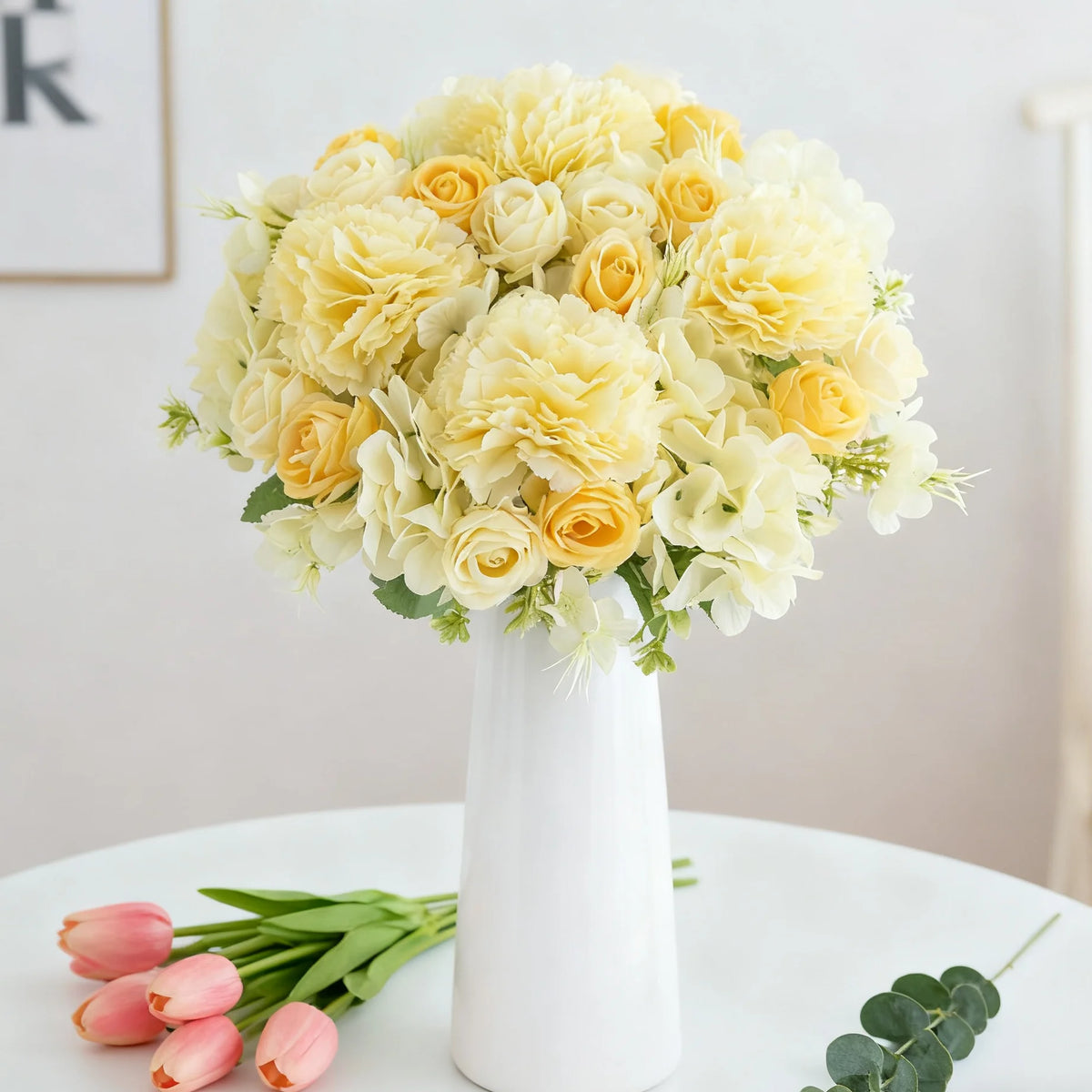 Silk Artificial Carnation Rose Bouquet – Wedding & Home Décor Artificial Flower Bouquet Babs