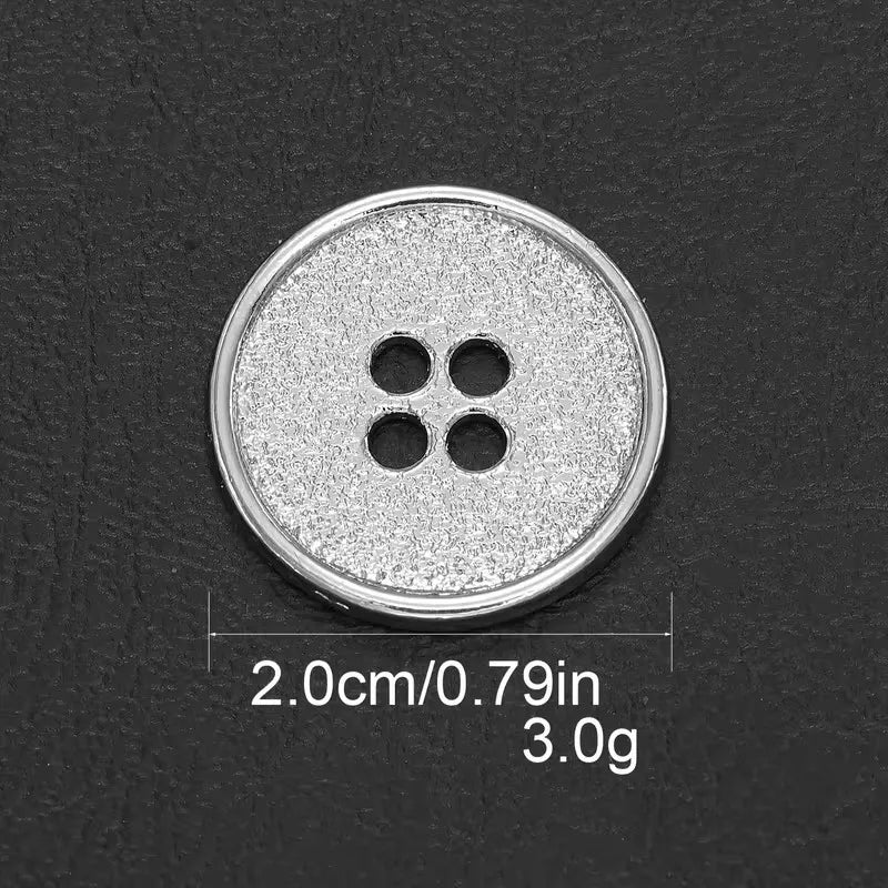 10-Pack 20mm Metal Round 4-Hole Buttons – Coats & Sweaters Sewing Buttons Babs Silver 20mm 20mm