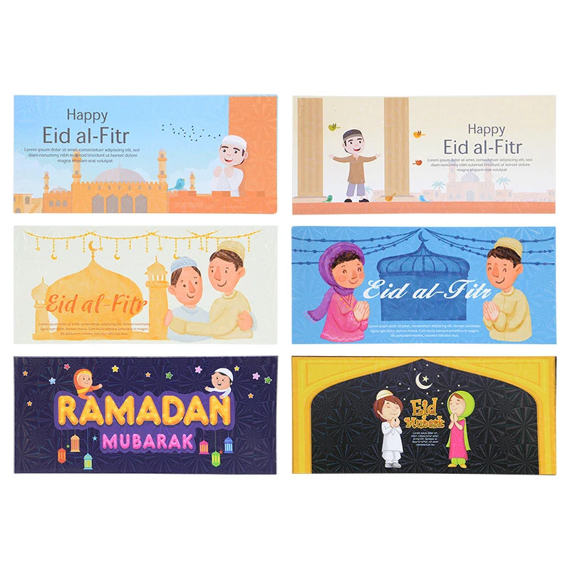 6-Piece Eid Mubarak Cash Envelopes & Money Gift Bag Set Gift Envelopes Set Babs Set3