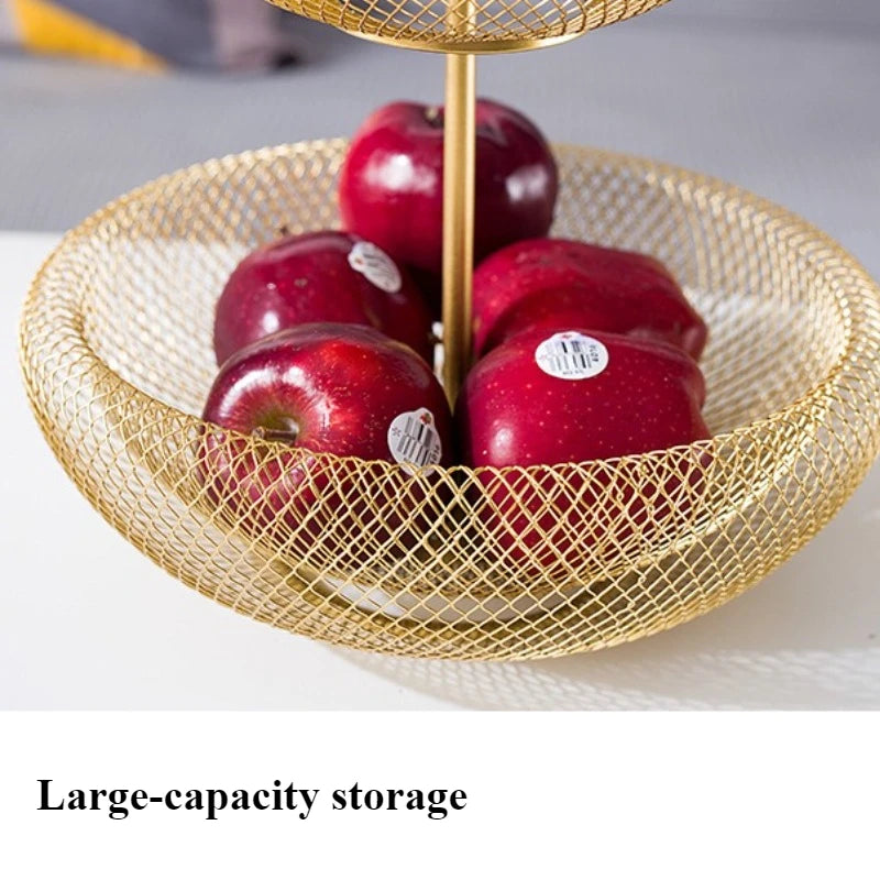 Nordic 3-Tier Iron Fruit Basket | Modern Home Storage Plate Tiered Fruit Basket Babs