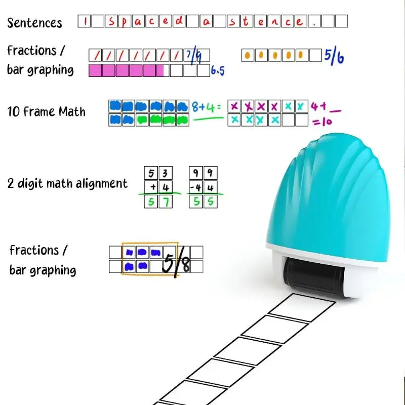 Math Correction Roller Stamp – Double Line Grid Seal Tool Roller Stamp Tool Babs