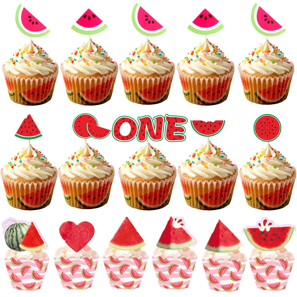 Watermelon Cupcake Toppers – One In A Melon 1st Birthday Cupcake Toppers Babs