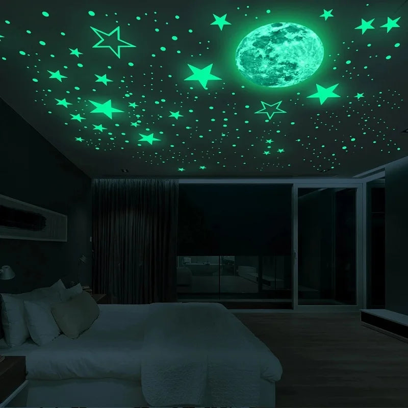 Glow in the Dark 3D Star & Dot Wall Stickers for Kids Room Wall Decal Stickers Babs