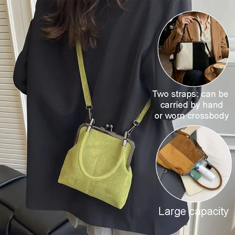 Vintage Kiss-Lock PU Leather Crossbody Handbag for Women Crossbody Handbag Babs