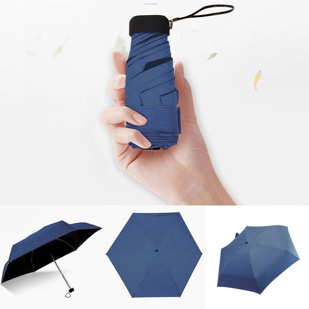 Mini Pocket Folding Umbrella – Ultralight Anti-UV Parasol Folding Umbrella Babs metal-fiber composite Navy
