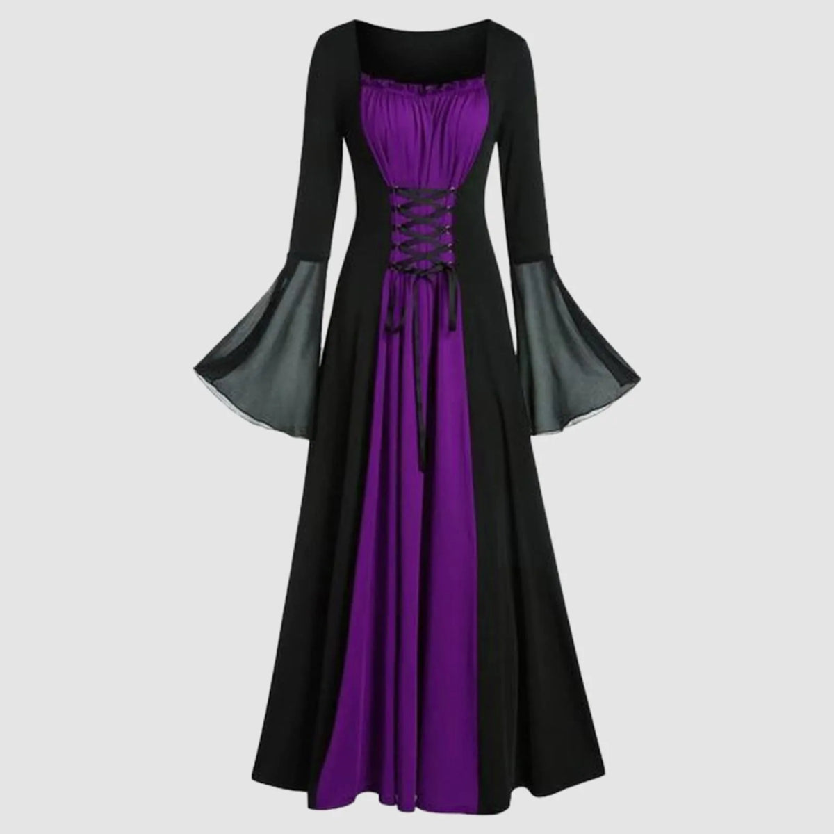 Plus Size Gothic Hooded Maxi Dress | Medieval Victorian Gown Gothic Costume Dress Babs Purple XL