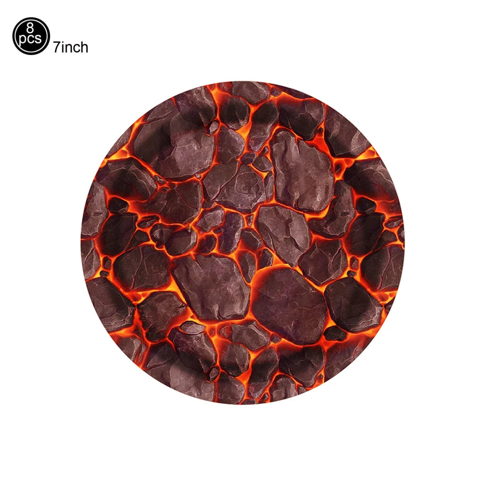 Volcano Theme Party Tableware Set – 5th Birthday Decorations Party Tableware Set Babs 7inch plate