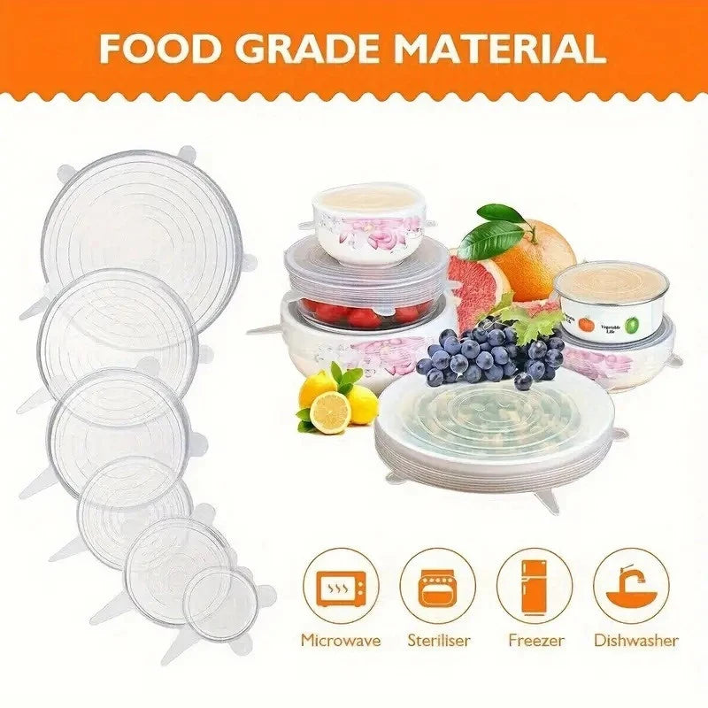 6-Piece Reusable Silicone Food Covers for Plates & Bowls Silicone Food Covers Babs
