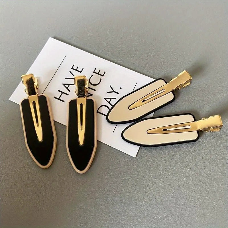 2pcs Minimalist Drop Shape Hair Clips for Women – Traceless Hairpin Hair Clip Set Babs