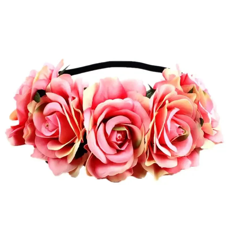 10-Pack Rose Flower Headband Wreath – Wedding & Party Set Floral Wreath Headband Babs 16