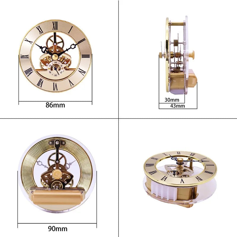 Retro Solid Wood Gear Desk Clock – Transparent Rotating Quartz Decorative Desk Clock Babs