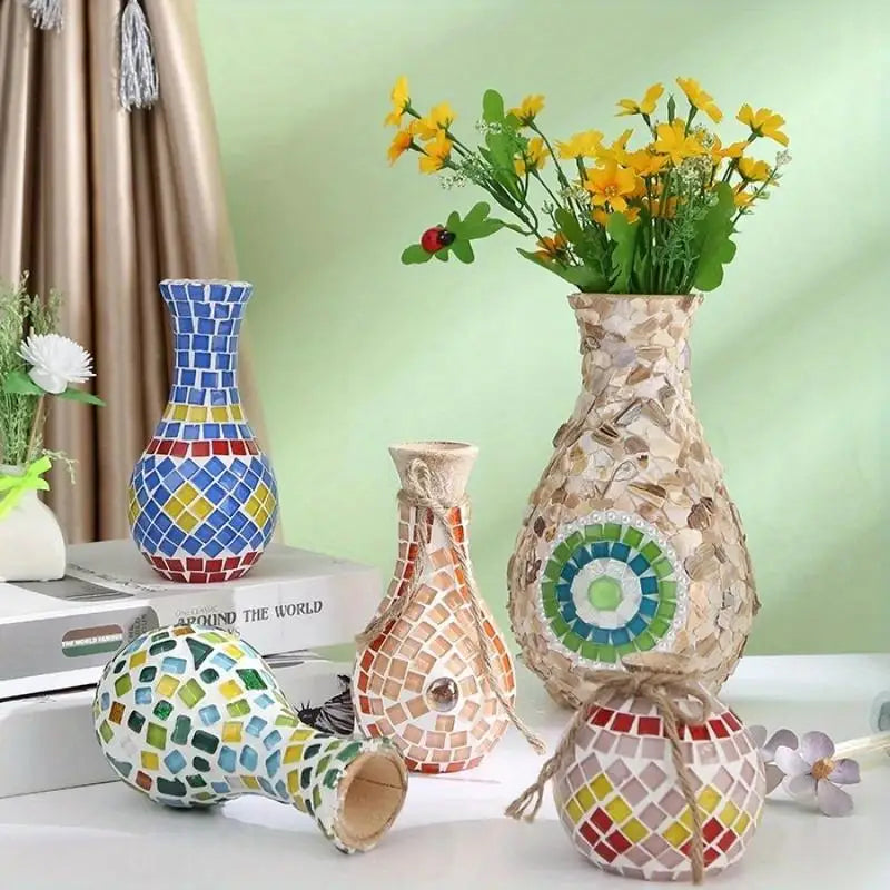 DIY Wooden Vase Kit – Mosaic Glass Hand Paste Craft Set DIY Craft Kit Babs