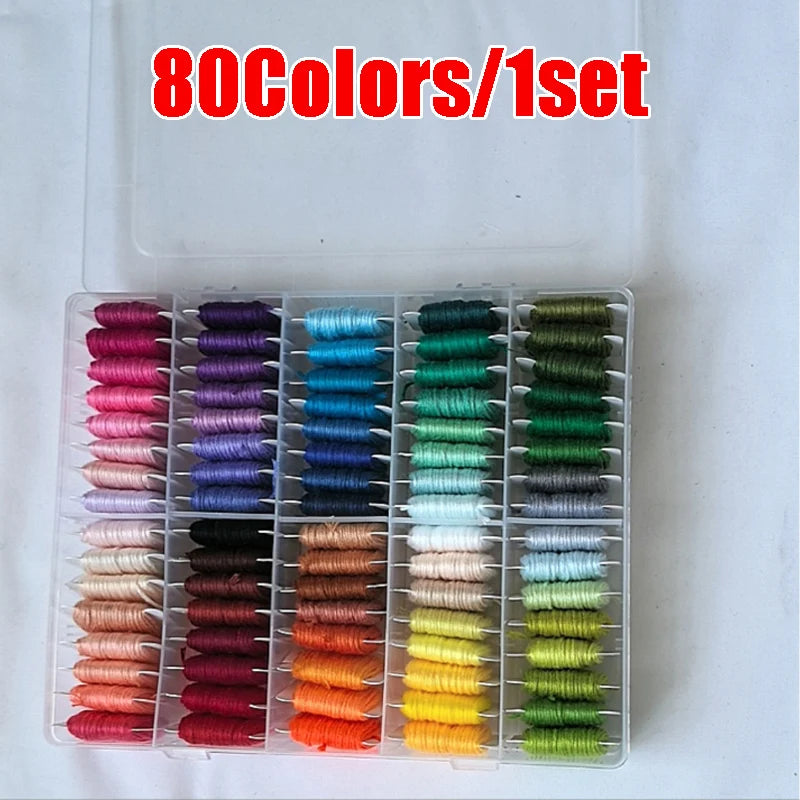 Cotton Embroidery Floss Kit 50 Colors with Storage Box Embroidery Floss Kit Babs 80 Colors