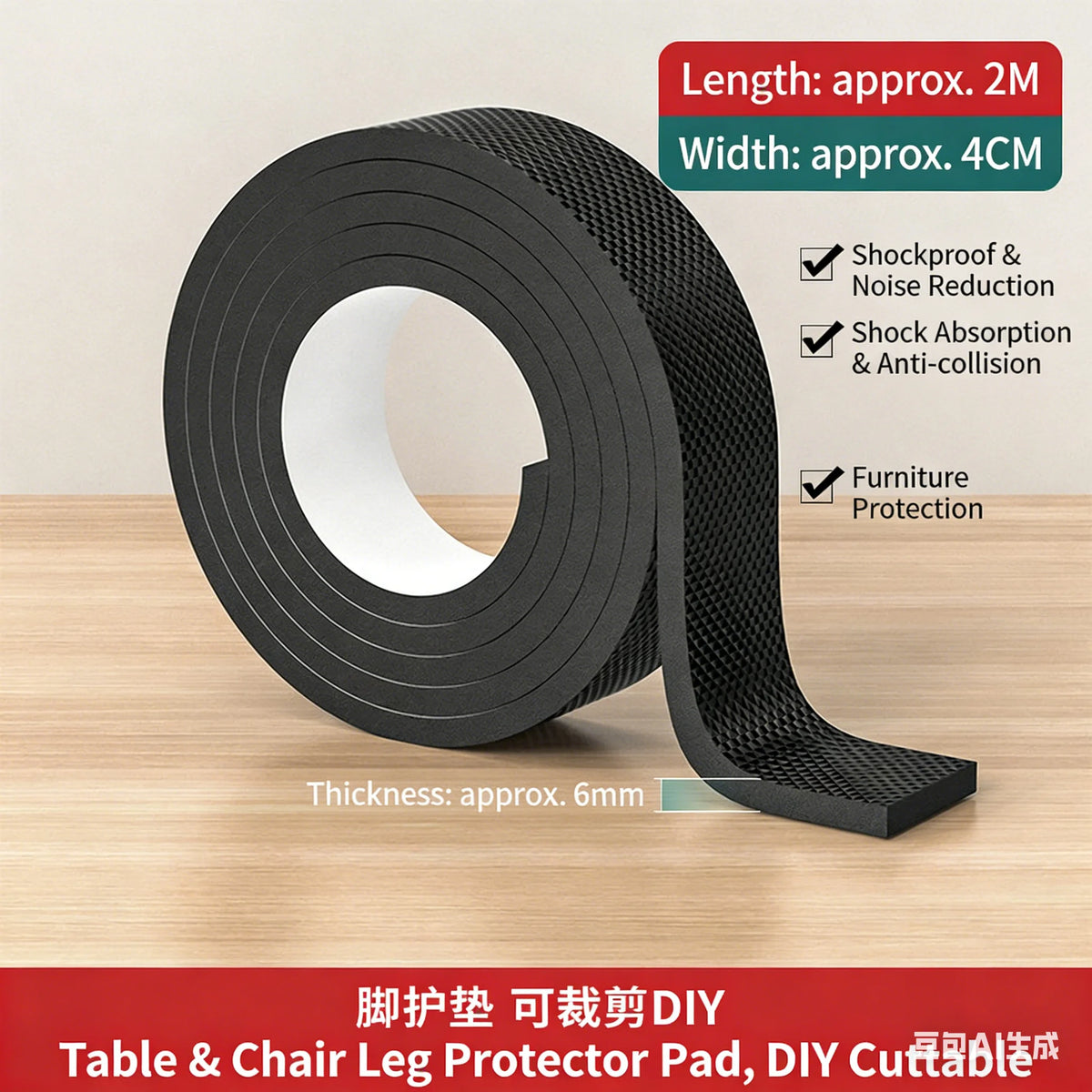 Self-Adhesive Anti-Slip Furniture Pads – Floor Protectors Furniture Floor Pads Babs 40mm 1 roll (2m)