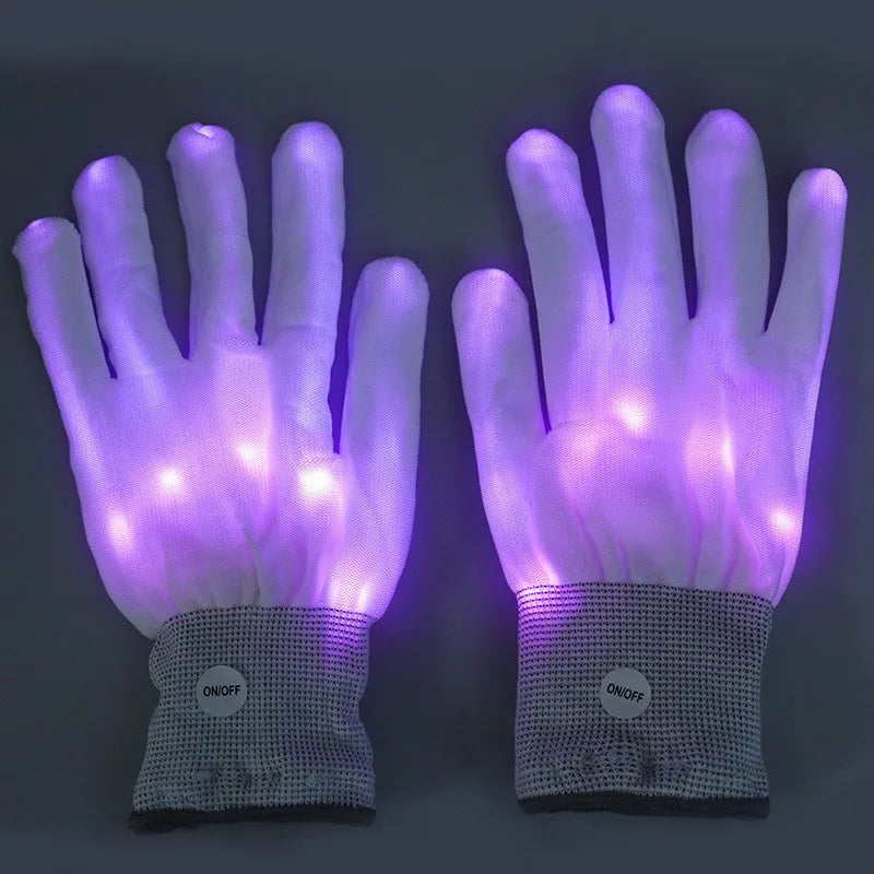 LED Light-Up Glow Gloves – Rave Party Halloween Cosplay LED Costume Gloves Babs purple