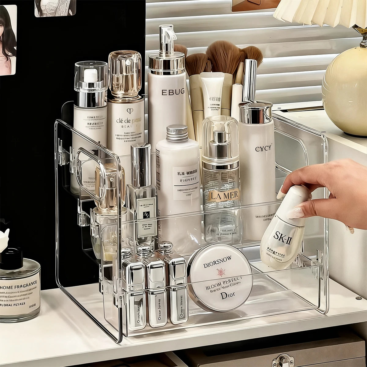 HOMEFISH Clear Compartment Cosmetic Storage Box & Display Rack Cosmetic Storage Box Babs