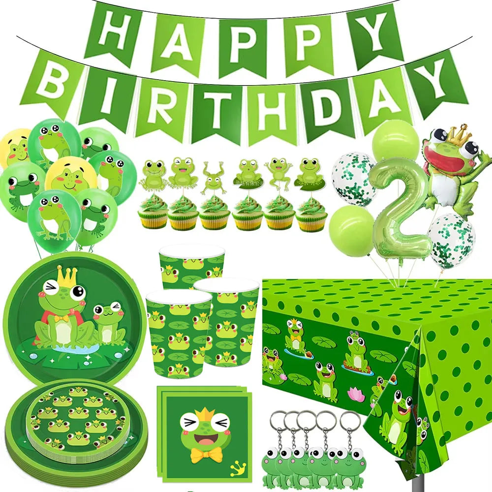 Frog Birthday Party Decorations – Banner, Balloons & Tableware Party Decoration Set Babs