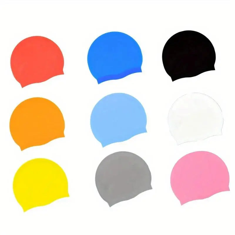 Silicone Swimming Cap – Unisex Solid Color, One Size Fits Most Silicone Swim Cap Babs 1pc random