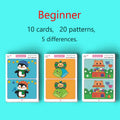 Kids Spot the Difference Game Cards – Focus & Learning Activity Educational Game Cards Babs Beginner