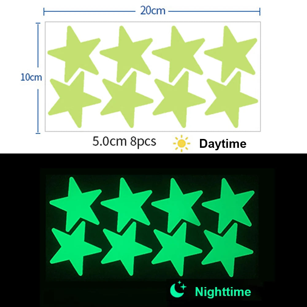 Glow in the Dark 3D Star Wall Stickers – Kids Room Decor Wall Stickers Babs YG215 8pcs