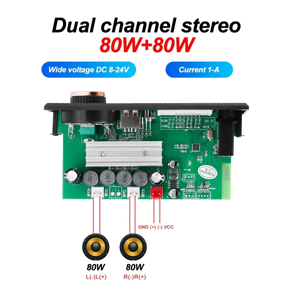 KEBIDUMEI 160W Bluetooth 5.1 MP3 Decoder Board Amplifier FM Radio Bluetooth Amplifier Board Babs