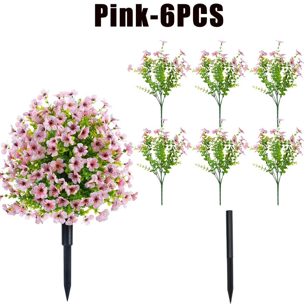 UV Resistant Artificial Orchid Flowers – Indoor & Outdoor Decor Artificial Flowers Babs Pink-6PCS