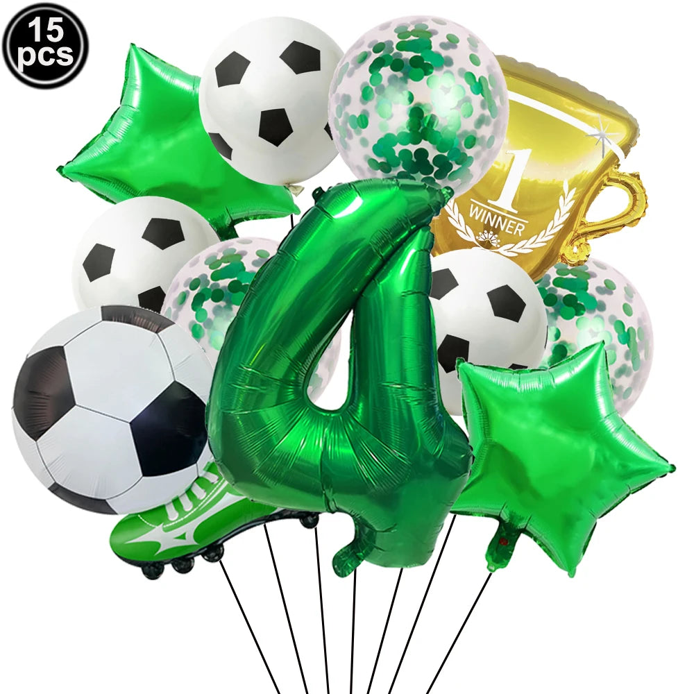 32" Soccer Ball Foil Balloon Set – Kids Birthday Party Decor Party Foil Balloons Babs Green Number 4 As pictures show