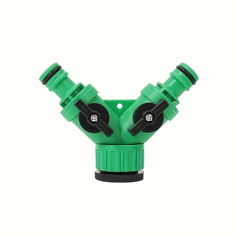 Y-Shape Garden Hose Splitter with Universal Joint Faucet Fitting Garden Hose Splitter Babs green