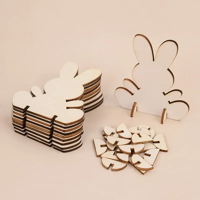 Wooden Easter Rabbit DIY Ornaments – 5/10/20 Pcs Craft Kit DIY Craft Ornament Kit Babs
