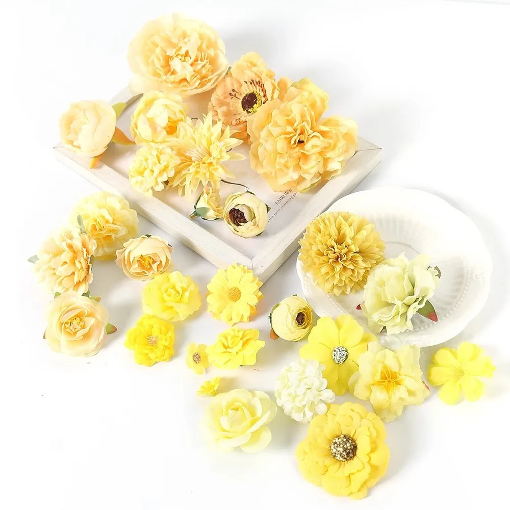 Yellow Silk Artificial Rose Heads – Wedding & Home Décor DIY Artificial Silk Flowers Babs