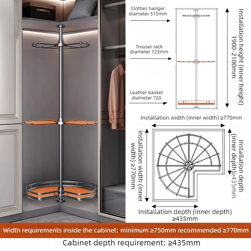 Rotating Coat Rack – Modern Aluminum Hanger Stand, 4 Hooks Rotating Coat Rack Babs Orange-Large