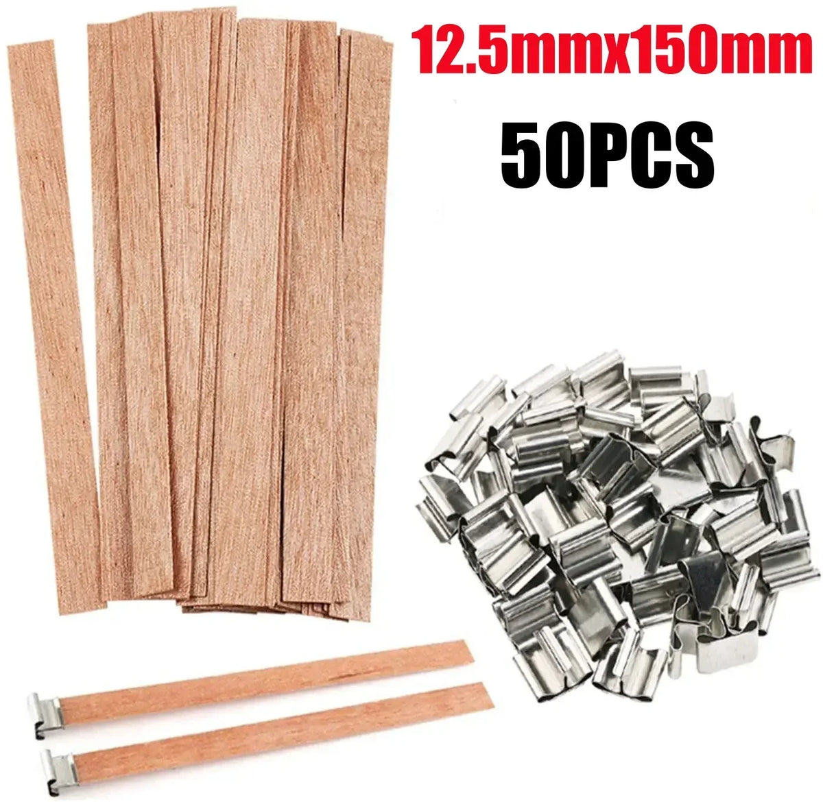 Wooden Candle Wicks for DIY Soy & Paraffin Candle Making Candle Making Wicks Babs M-50PCS