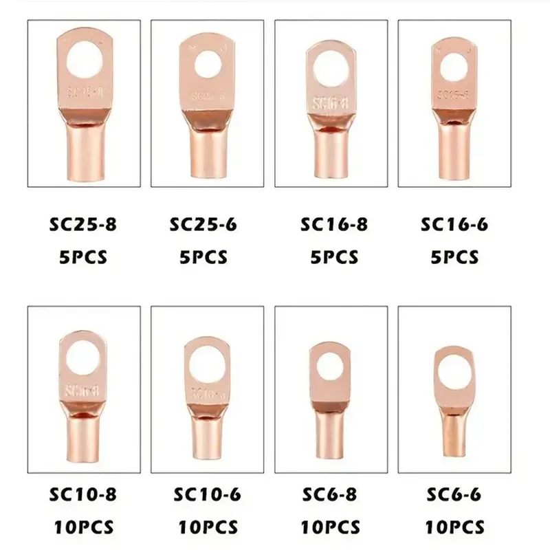 60Pcs Tinned Copper Crimp Ring Terminal Connectors – DIY & Auto Crimp Wire Terminals Babs