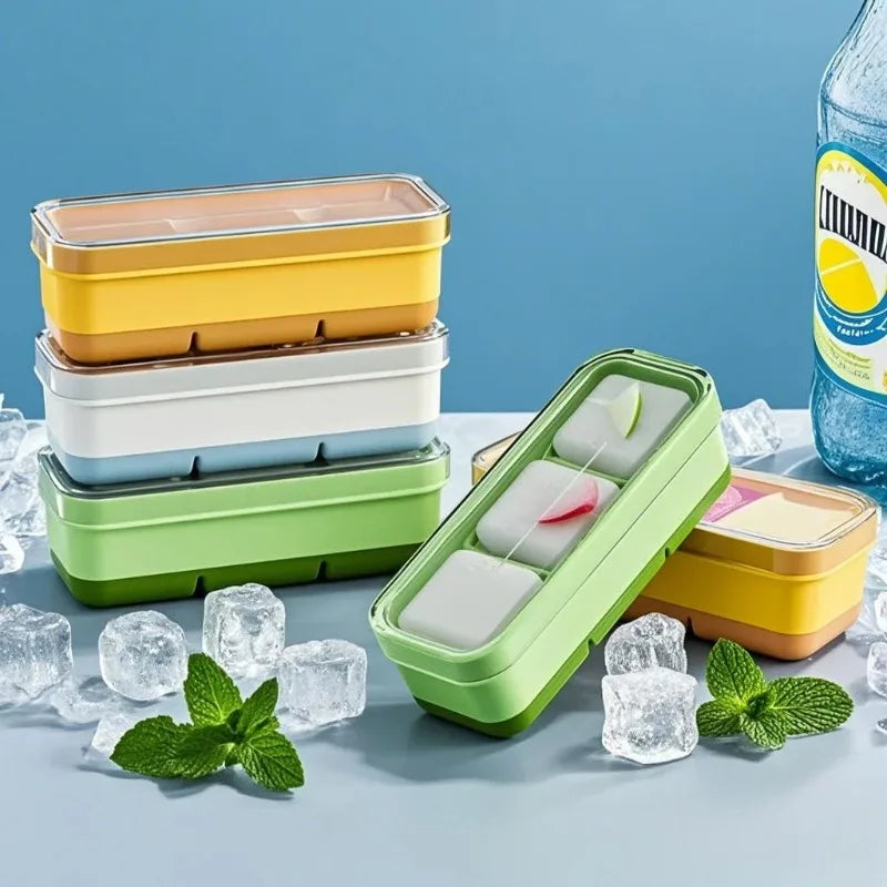 3-Cube Silicone Ice Tray with Airtight Lid – BPA-Free, Stackable Silicone Ice Tray Babs