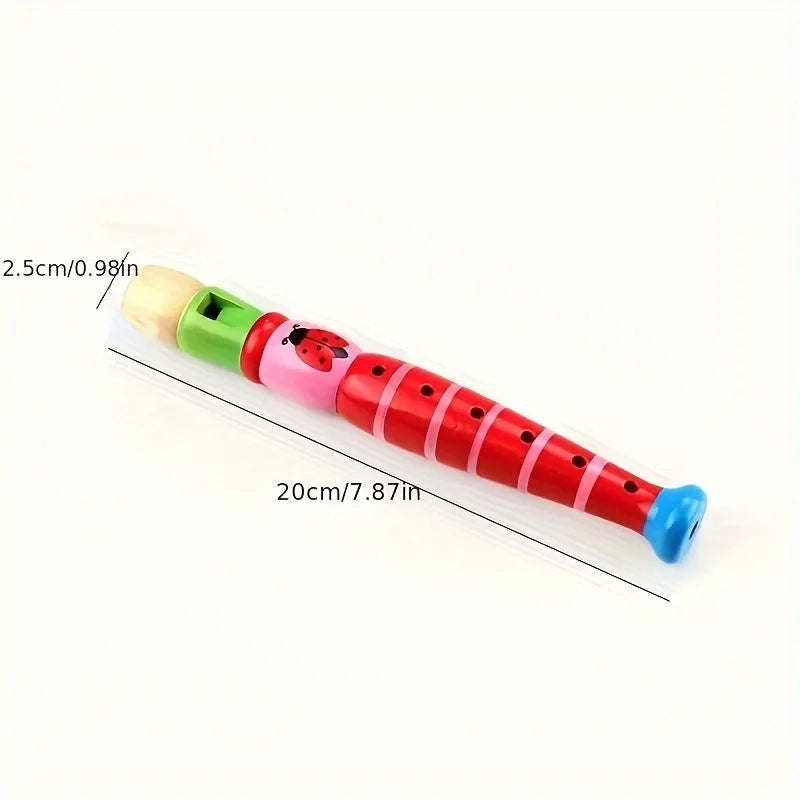 Wooden Cartoon Flute for Beginners – 6-Hole Music Gift Wooden Beginner Flute Babs