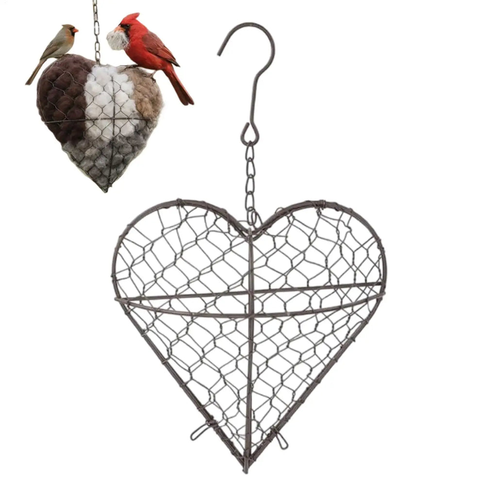 Heart-Shaped Bird Nesting Holder – Hangable Outdoor Fiber Bird Nesting Holder Babs